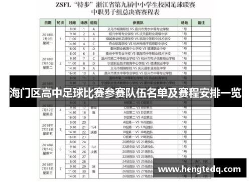 海门区高中足球比赛参赛队伍名单及赛程安排一览